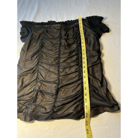 NWT Torrid Black Rouched Blouse Top Off Shoulder SZ LG 12 Dressy Witchy Core - Picture 7 of 10